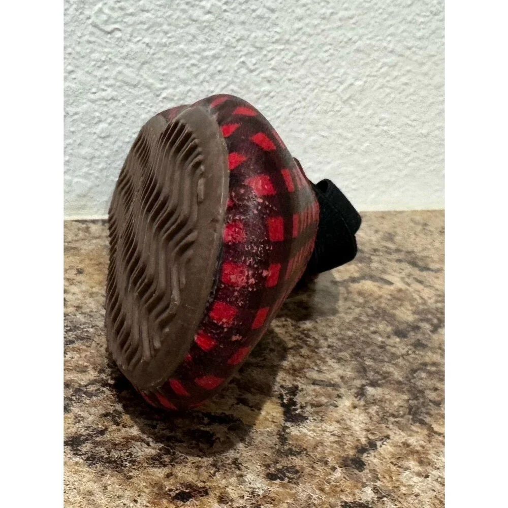 Monkey Feet - Red and Black Plaid Leather Ballet Flats